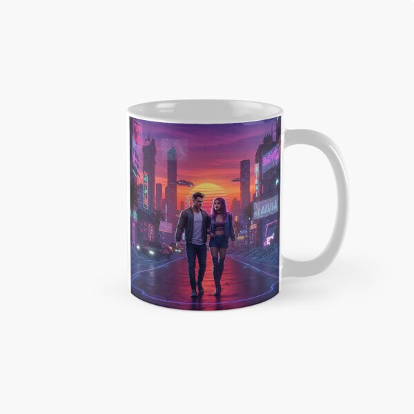 Item preview, Romantic Couple in Neon Synthwave Cyberpunk Downtown 1 designed and sold by DreamWavePix.