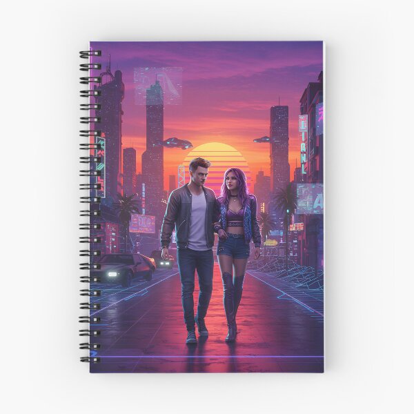 Item preview, Romantic Couple in Neon Synthwave Cyberpunk Downtown 1 designed and sold by DreamWavePix.
