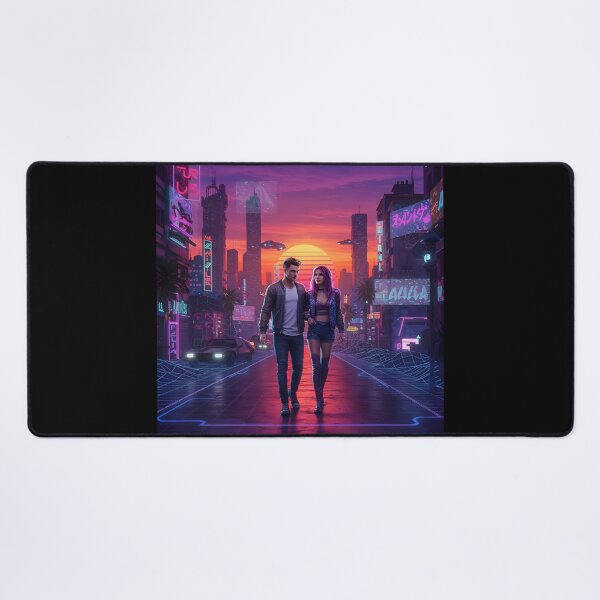 Item preview, Romantic Couple in Neon Synthwave Cyberpunk Downtown 1 designed and sold by DreamWavePix.
