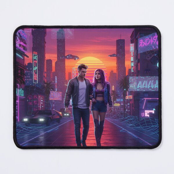 Item preview, Romantic Couple in Neon Synthwave Cyberpunk Downtown 1 designed and sold by DreamWavePix.