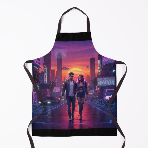 Item preview, Romantic Couple in Neon Synthwave Cyberpunk Downtown 1 designed and sold by DreamWavePix.