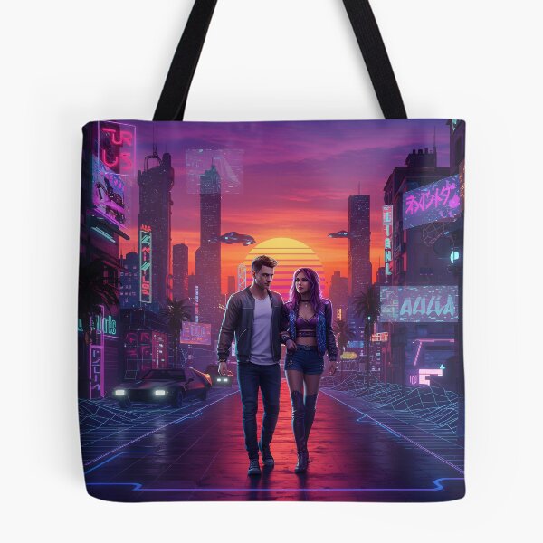 Item preview, Romantic Couple in Neon Synthwave Cyberpunk Downtown 1 designed and sold by DreamWavePix.