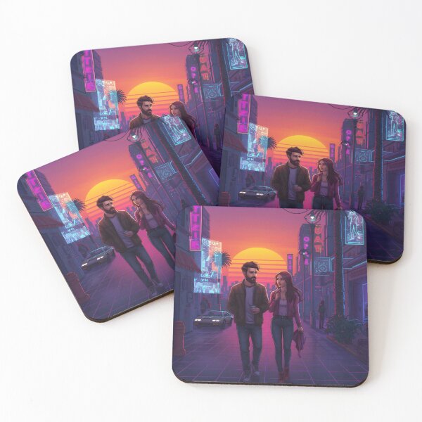 Item preview, Romantic Animated Couple in Synthwave Cyberpunk City 3 designed and sold by DreamWavePix.