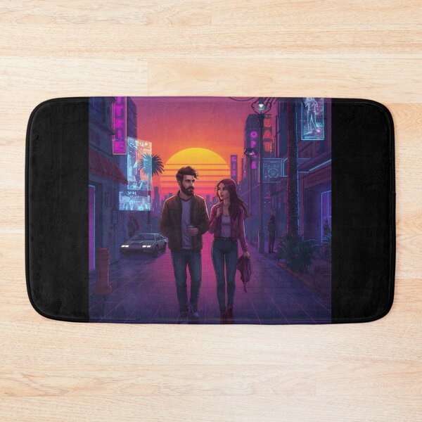 Item preview, Romantic Animated Couple in Synthwave Cyberpunk City 3 designed and sold by DreamWavePix.