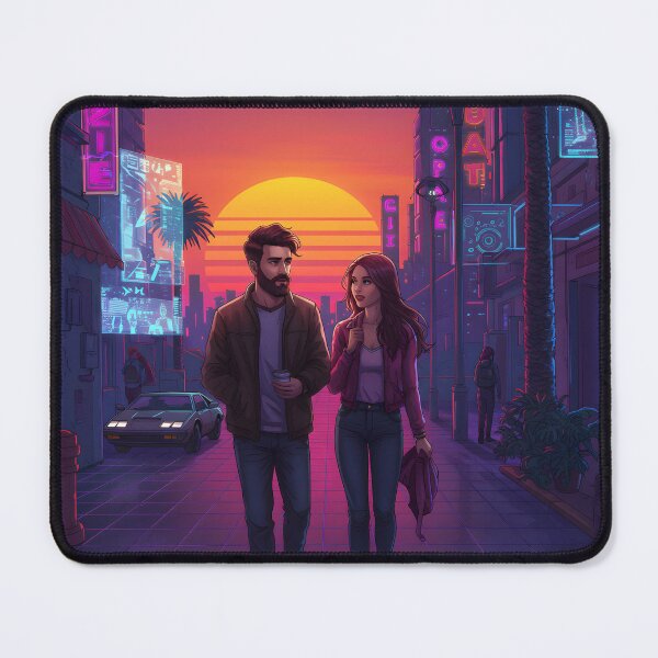 Item preview, Romantic Animated Couple in Synthwave Cyberpunk City 3 designed and sold by DreamWavePix.