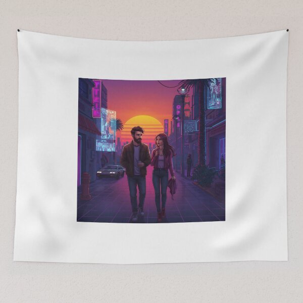 Item preview, Romantic Animated Couple in Synthwave Cyberpunk City 3 designed and sold by DreamWavePix.
