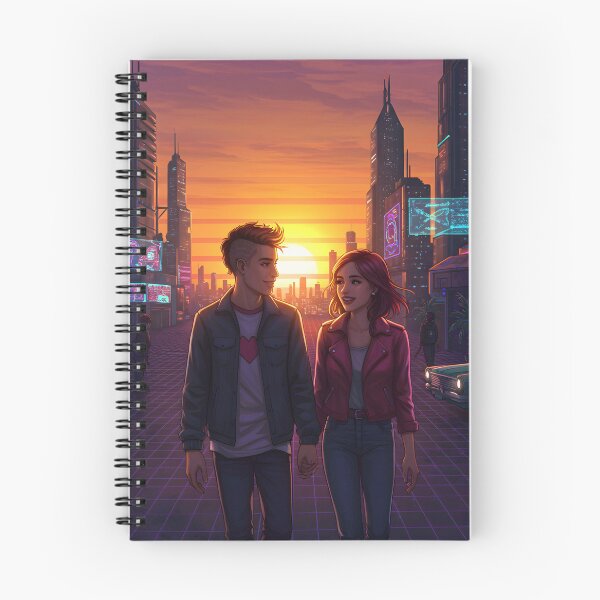 Item preview, Romantic Animated Couple in Synthwave Cyberpunk City 2 designed and sold by DreamWavePix.