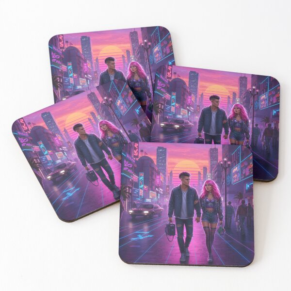 Item preview, Romantic Couple in Neon Synthwave Cyberpunk Downtown 4 designed and sold by DreamWavePix.