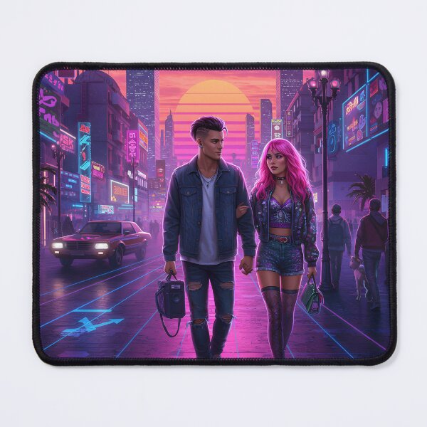 Item preview, Romantic Couple in Neon Synthwave Cyberpunk Downtown 4 designed and sold by DreamWavePix.