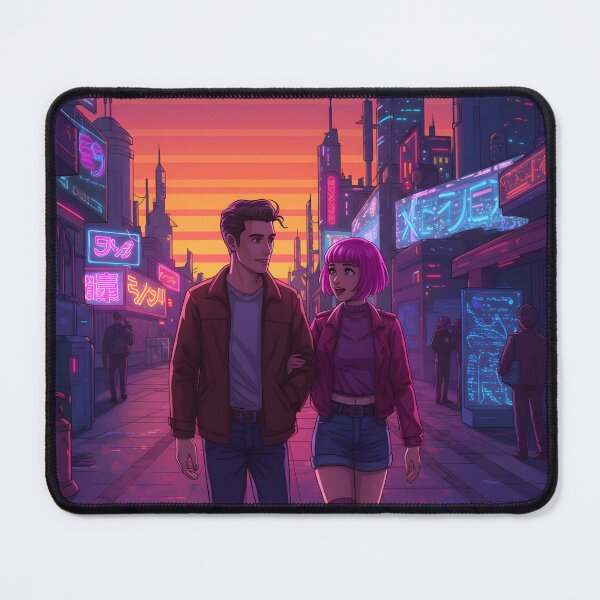 Item preview, Romantic Animated Couple in Synthwave Cyberpunk City Sunset designed and sold by DreamWavePix.