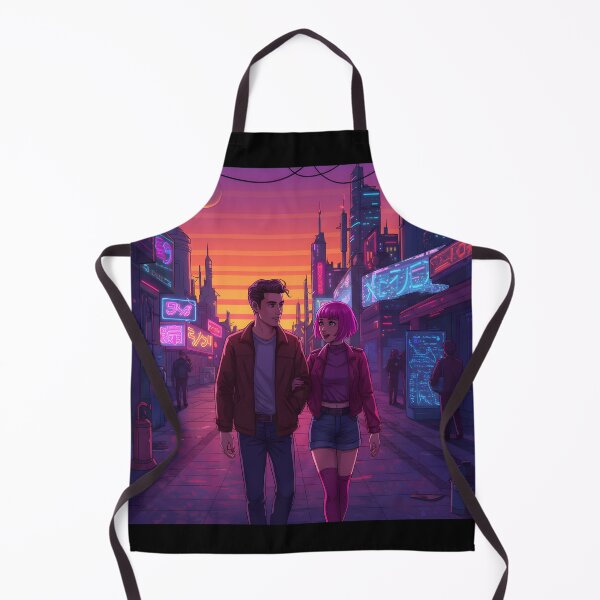 Item preview, Romantic Animated Couple in Synthwave Cyberpunk City Sunset designed and sold by DreamWavePix.