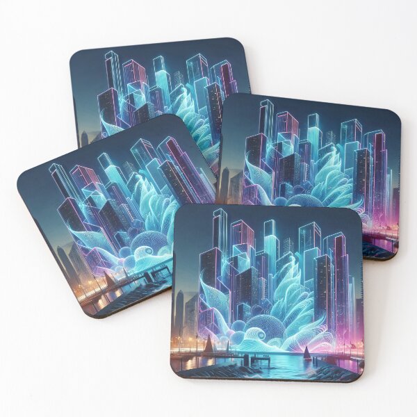 Item preview, Cyberpunk Futuristic Urban City Illuminated By Blue Moonlight designed and sold by DEC02.