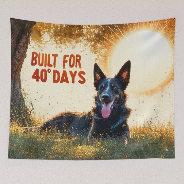 Item preview, Funny Aussie Dog Illustration – 40 Degree Days designed and sold by TroyTheTerrific.