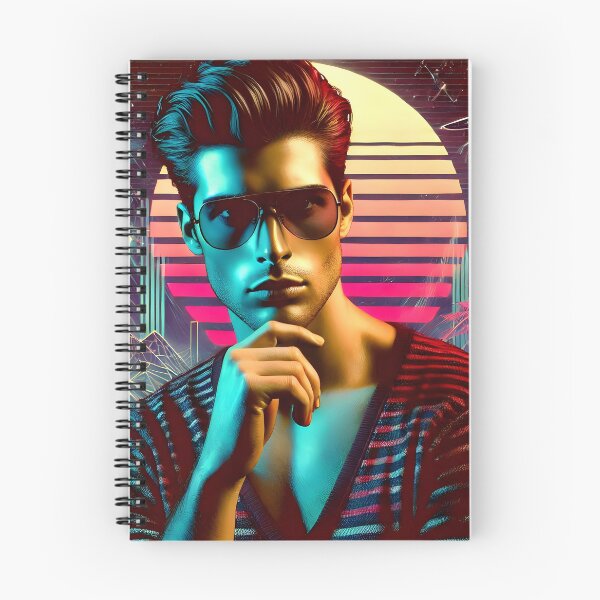 Item preview, Stylish Man with Futuristic Neon Cyberpunk Synthwave Skyline designed and sold by DreamWavePix.