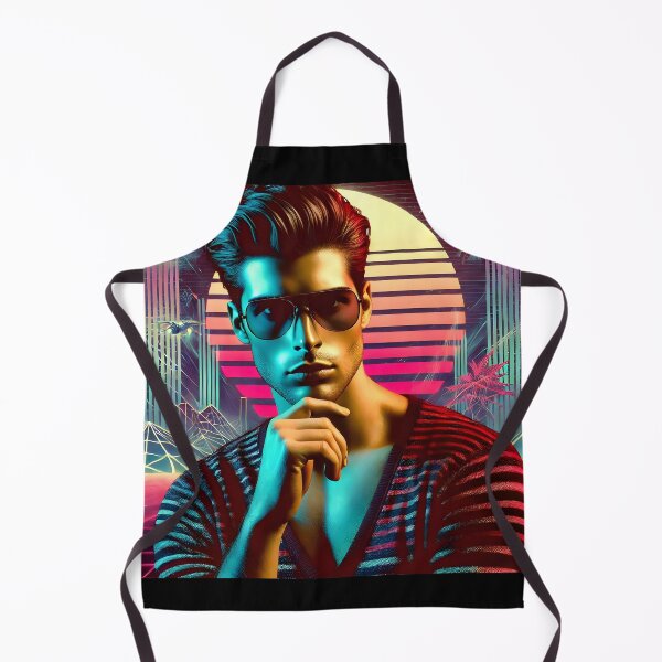 Item preview, Stylish Man with Futuristic Neon Cyberpunk Synthwave Skyline designed and sold by DreamWavePix.