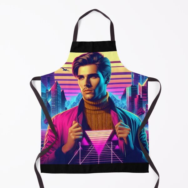 Item preview, Man in Vibrant Neon Synthwave Futuristic Cyberpunk Cityscape designed and sold by DreamWavePix.
