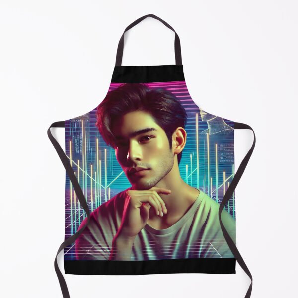 Item preview, Handsome Asian Man with Neon Synthwave Background designed and sold by DreamWavePix.