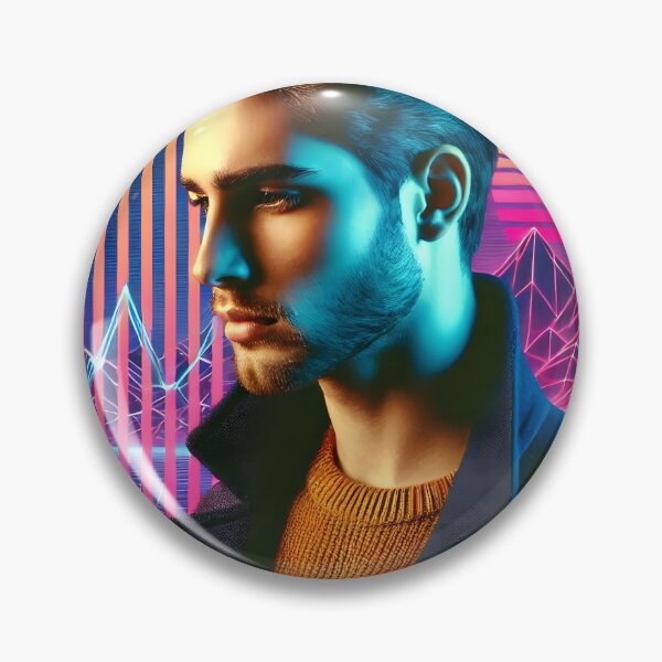 Item preview, Stylish Man Pose Sunset Synthwave Futuristic Cyberpunk Neon designed and sold by DreamWavePix.