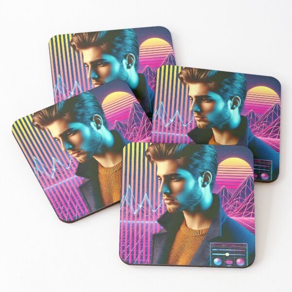 Item preview, Stylish Man Pose Sunset Synthwave Futuristic Cyberpunk Neon designed and sold by DreamWavePix.