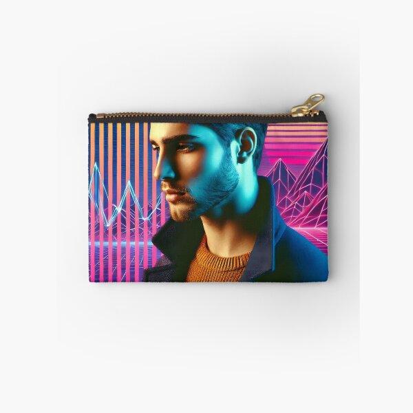 Item preview, Stylish Man Pose Sunset Synthwave Futuristic Cyberpunk Neon designed and sold by DreamWavePix.
