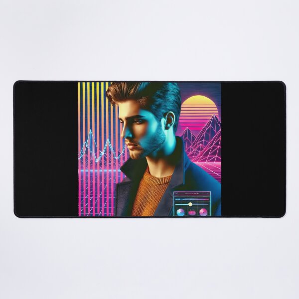 Item preview, Stylish Man Pose Sunset Synthwave Futuristic Cyberpunk Neon designed and sold by DreamWavePix.