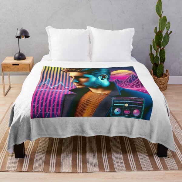 Item preview, Stylish Man Pose Sunset Synthwave Futuristic Cyberpunk Neon designed and sold by DreamWavePix.