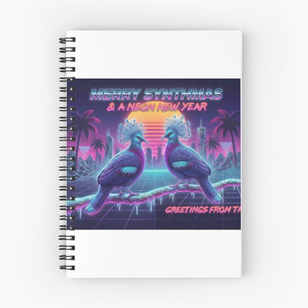Item preview, Neon Pigeons Futuristic New Year Christmas Synthwave designed and sold by DreamWavePix.