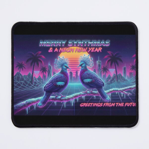 Item preview, Neon Pigeons Futuristic New Year Christmas Synthwave designed and sold by DreamWavePix.