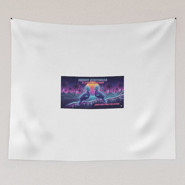Item preview, Neon Pigeons Futuristic New Year Christmas Synthwave designed and sold by DreamWavePix.