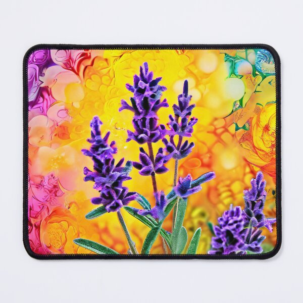 Item preview, Lavender blossoms against a colorful abstract background designed and sold by Mianku | Für das Leben.