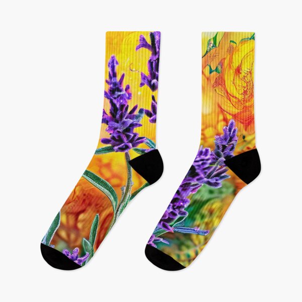 Item preview, Lavender blossoms against a colorful abstract background designed and sold by Mianku | Für das Leben.