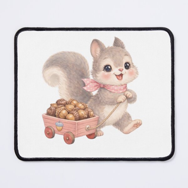 Item preview, Soft Woodland Squirrel with Acorn Wagon – Gentle Nursery Illustration designed and sold by SirensSageStone.