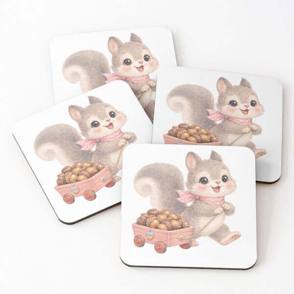Item preview, Soft Woodland Squirrel with Acorn Wagon – Gentle Nursery Illustration designed and sold by SirensSageStone.
