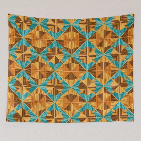 Item preview, Teal Wood Parquet Tiles designed and sold by Kaleidoscope Print.