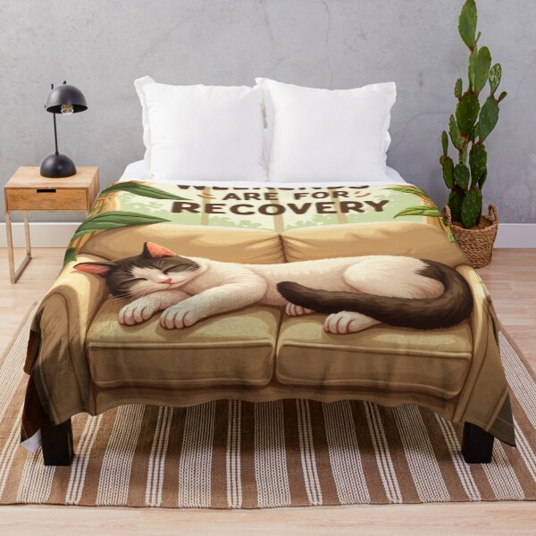 Item preview, Weekends Are For Recovery – Cozy Cat Illustration designed and sold by TroyTheTerrific.