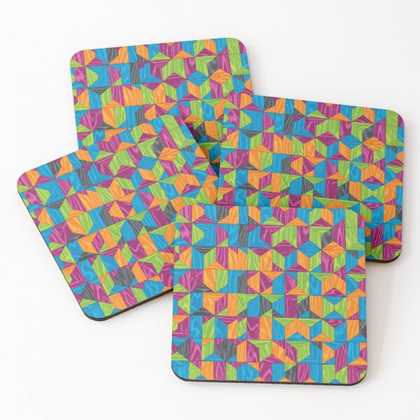 Item preview, Rainbow Wood Cube Mosaic designed and sold by Kaleidoscope Print.