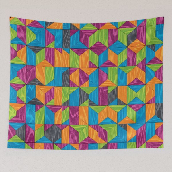 Item preview, Rainbow Wood Cube Mosaic designed and sold by Kaleidoscope Print.