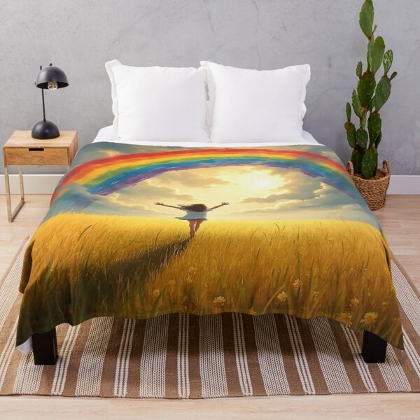 Item preview, Rainbow of Hope – Joyful Field Under a Painted Sky designed and sold by Okmanoo.