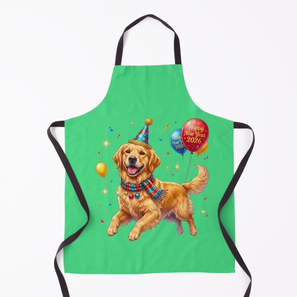 Item preview, Happy Golden Retriever Dog Running With Balloons 2026 | New Year Party Scarf designed and sold by E-SarnEdge.