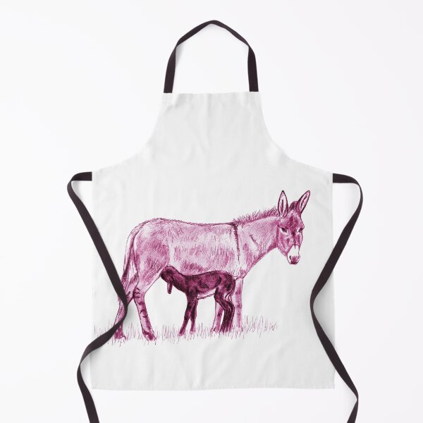 Item preview, Drawing of a donkey and her young foal suckling - pink colored version designed and sold by SylvieG18.
