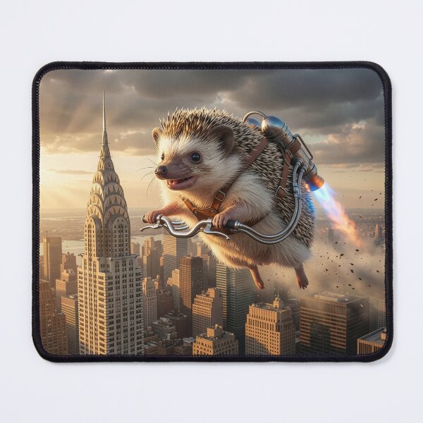 Item preview, Hedgehog Buzzes the Chrysler Building in His Jetpack designed and sold by Tridentulus.