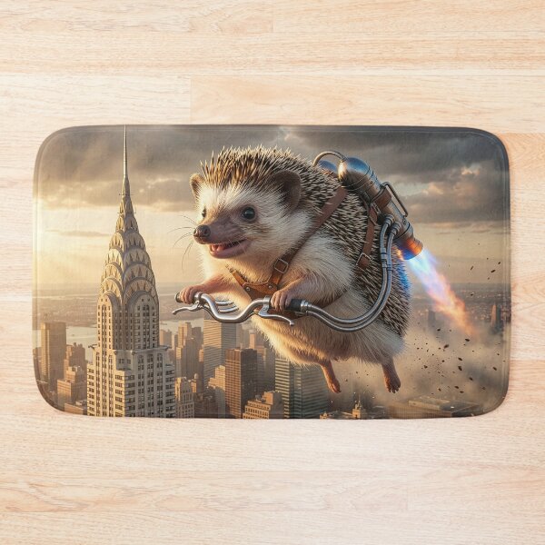 Item preview, Hedgehog Buzzes the Chrysler Building in His Jetpack designed and sold by Tridentulus.