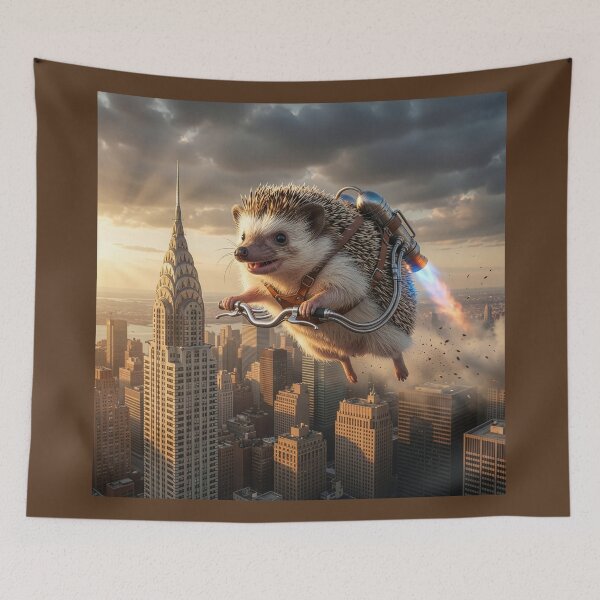 Item preview, Hedgehog Buzzes the Chrysler Building in His Jetpack designed and sold by Tridentulus.