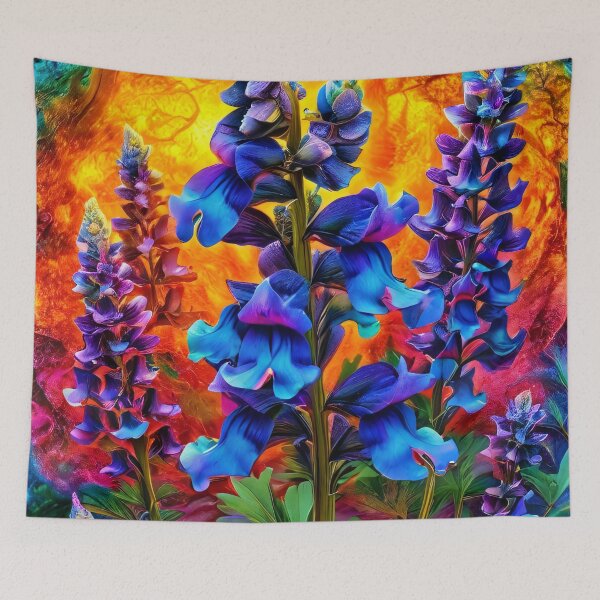 Item preview, Colorful lupins against an abstract background designed and sold by Mianku | Für das Leben.