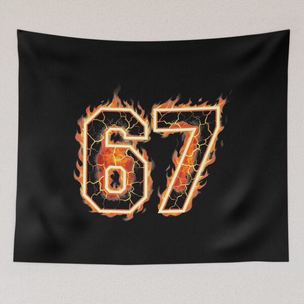 Item preview, Sports Flaming 67 Retro Number Fiery Athletic Logo designed and sold by jayeshainch.