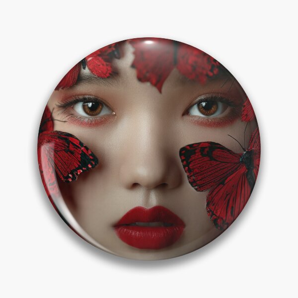 Item preview, asian beautiful girl with red butterflies  designed and sold by Angel35.