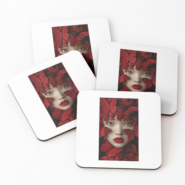 Item preview, asian beautiful girl with red butterflies  designed and sold by Angel35.