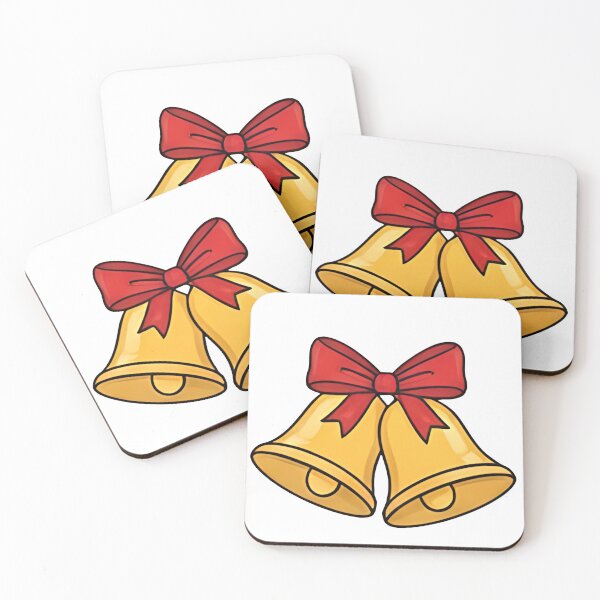 Item preview, Golden Christmas Bells with Red Bow Festive Illustration designed and sold by Biwbiwty.
