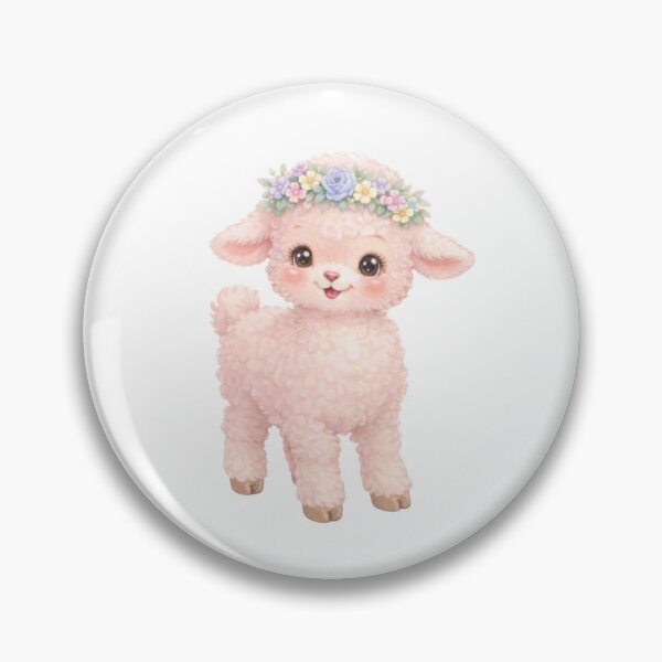 Item preview, Pastel Baby Lamb with Flower Crown – Cute Babycore Nursery Art designed and sold by SirensSageStone.