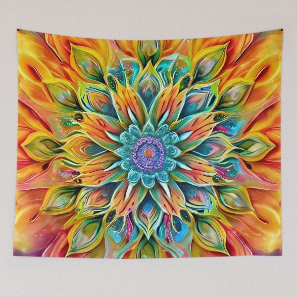 Item preview, Luminous mandala with vibrant colors designed and sold by Mianku | Für das Leben.